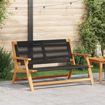 bancă de grădină Neagră 76x122x73 cm Lemn masiv de acacia