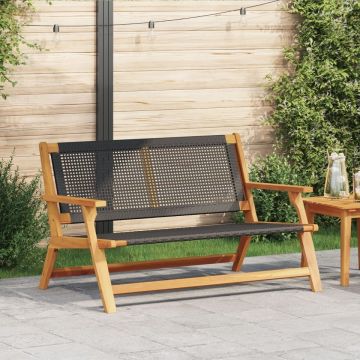bancă de grădină Negru 122x76x73,5 cm Lemn masiv de acacia