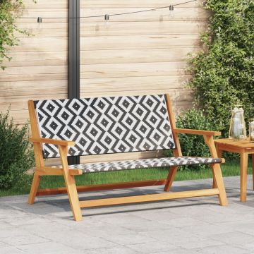 Bancă de grădină Negru și Alb 122x76x73,5 cm Lemn solid de acacia