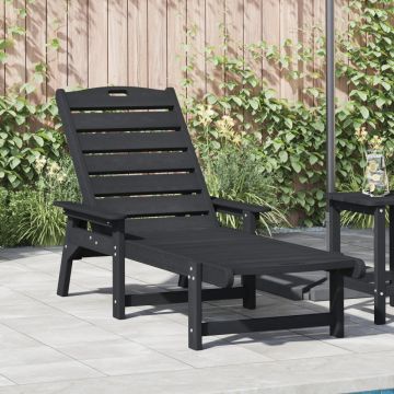 șezlong Negru 53x162x98.5 cm HDPE