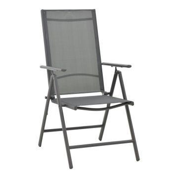 Fotoliu Candor metal antracit si textil, Gri, 65x56x106 cm
