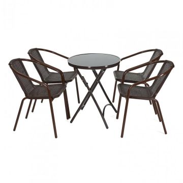 HEINNER Set mobilier gradina Heinner Royal, masa, 4 scaune, ratan plastic