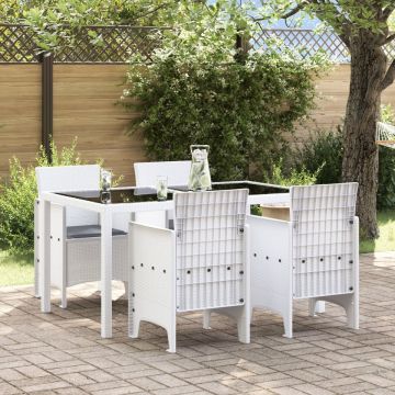 Scaun de grădină Set de 4 Alb, Antracit Plastic, Poliester