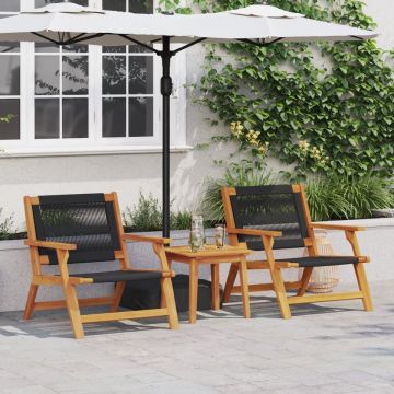 Scaune de grădină 2 pcs Negre 67x77x73 cm Lemn masiv de acacia
