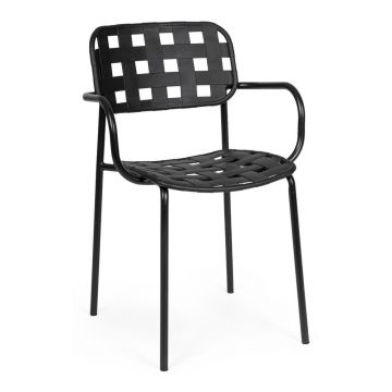 Scaune de grădină negre 4 buc. din metal Clover – Bizzotto