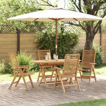 Scaune de grădină pliabile 4 pcs Lemn solid de tec, Scaune de grădină 2 pcs Lemn solid de tec