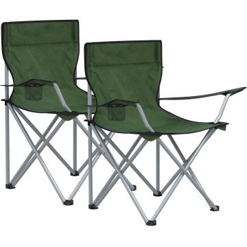 Set 2 scaune pliabile pentru camping, Songmics, 84x52x81 cm, max 120 kg, tesatura Oxford 600D/otel, verde