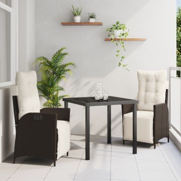 Set de 3 Piese Mobilier de Grădină Maro din Ratan Poliratan