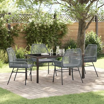 Set de 5 Mobilier de Grădină cu Perne Gri Ratan Sintetic