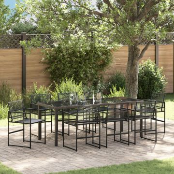 Set de dining 9 piese ratan polimeric negru
