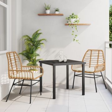 Set de dining de grădină 3 piese cu perne Maro Poliratan