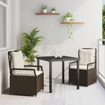 Set de dining de grădină 3 piese Maro din ratan poli
