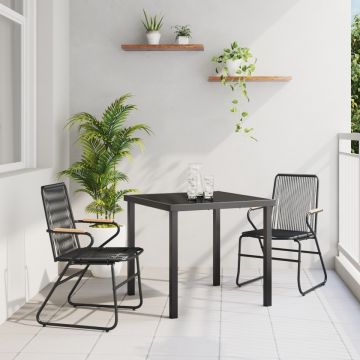 Set de dining de grădină 3 piese Negru Rattan PVC