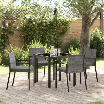 Set de dining de grădină 5 piese Gri Poliratan