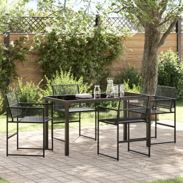 Set de dining de grădină 5 piese Negru Poliratan