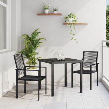 Set de dining pentru grădină 3 piese Negru Ratan PVC