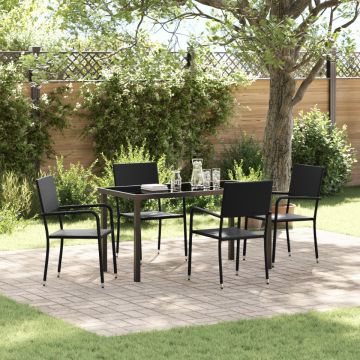 Set de dining pentru grădină 5 piese Negru Rattan PE