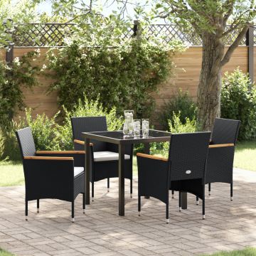 Set de dining pentru grădină 5 piese Negru Rattan Poli
