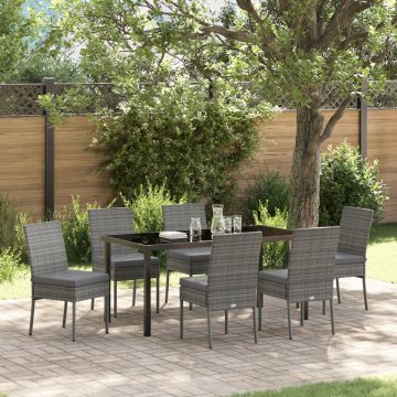 Set de dining pentru grădină 7 piese Gri Poliratan