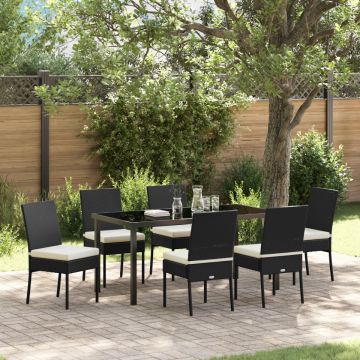 Set de Dining pentru Grădină 7 Piese Negru Poliratan