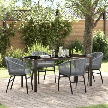Set de Dining pentru Grădină de 5 Piese Gri Poliratan