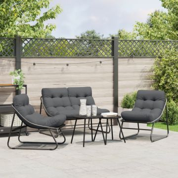 Set de șezut exterior Gri închis Cadru metalic cu perne din țesătură
