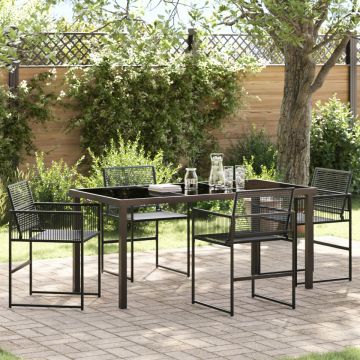 Set de Masă pentru Grădină 5 Piese Negru Rattan PE