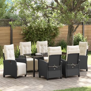Set de mese de grădină 7 piese Black Poly Rattan