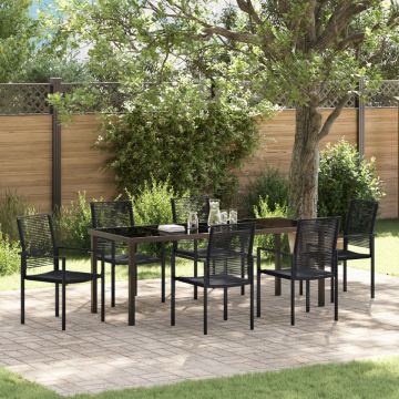 Set de Mese pentru Grădină cu 7 Piese Negru Ratan PVC
