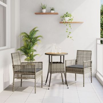 Set de mobilier dining Set de 3 Gri Ratan, Metal