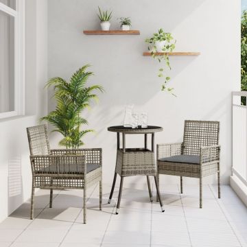 Set de Mobilier pentru Dining Set de 3 Gri Ratan Rezistent