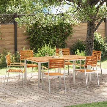 Set de scaune stivuibile 6 pcs 54.5x56x89 cm Lemn Solid de Acacia, Set de scaune stivuibile 2 pcs Lemn Solid de Acacia și Oțel, Set de scaune stivuibile 4 pcs Lemn Solid de Acacia și Oțel
