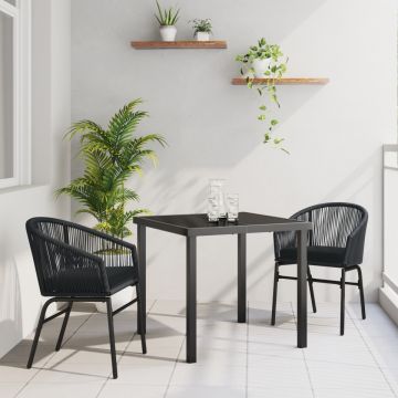 Set de sufragerie de grădină 3 piese Ratan PE Negru
