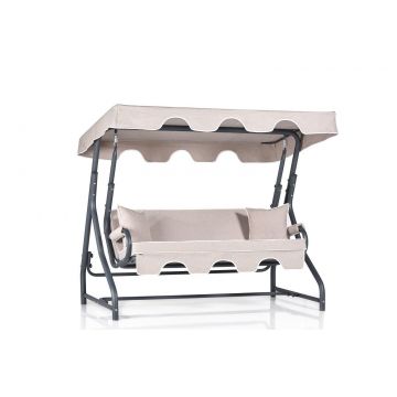 Balansoar de gradina 3 locuri extensibila Cluj, Crem, 200 x 165 x 110 cm