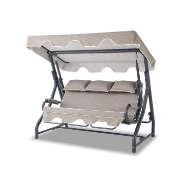 Balansoar de gradina cu 3 locuri Zomzi, Gri, 200x110x165 cm