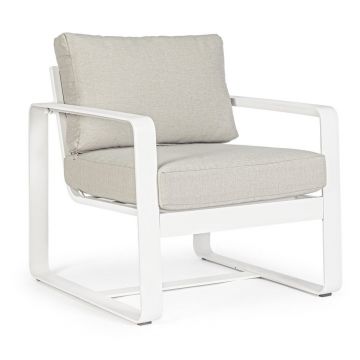 Fotoliu de grădină alb din metal Merrigan – Bizzotto