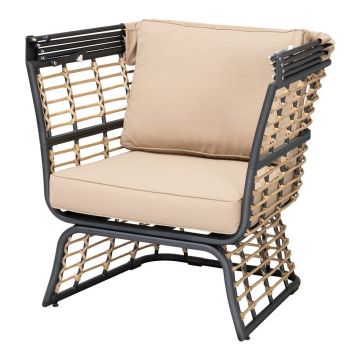 Fotoliu de grădină bej din metal Paros – Garden Pleasure