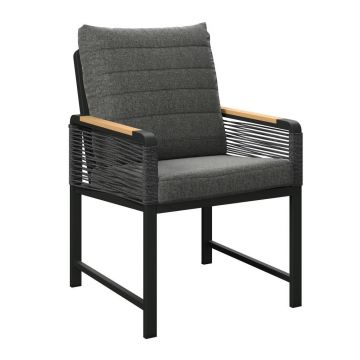 Fotoliu Pentru Grădină in metal, plastic, textil culoare natur, gri închis