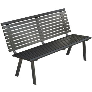 Outsunny Bancă de grădină 3 locuri, rezistentă la intemperii, metal, bancă pentru exterior cu șezut lat, design cu lamele, până la 240 kg 154 x 68 x 88 cm | Aosom Romania