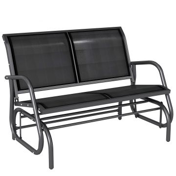 Outsunny Banca tip Leagan 2Locuri in Metal, Negru, 123x70x87cm | Aosom Romania