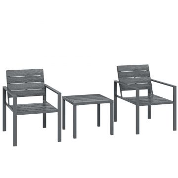 Outsunny Set Bistro Grădină 3 Piese pentru 2 Persoane, Masă și Scaune de Exterior cu Cadru Metalic, Mobilier din Plastic pentru Terasă | Aosom Romania