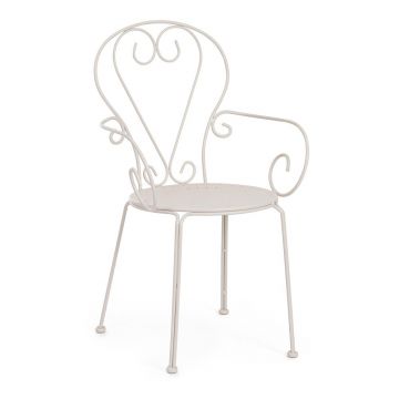 Scaun de grădină bej din metal Etienne – Bizzotto