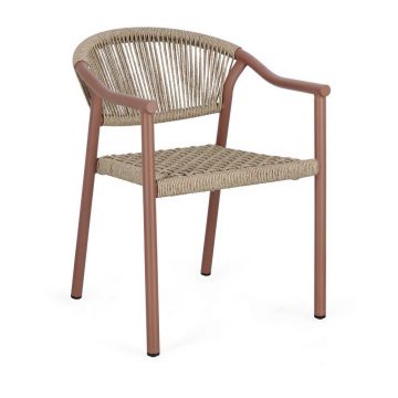 Scaun de grădină roșu/în culoare naturală din metal Canarias – Bizzotto