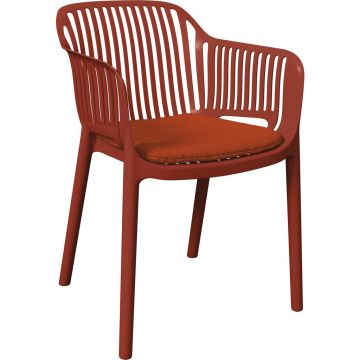 Scaun De Stivuit in plastic, textil roșu