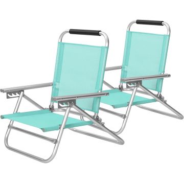 Set 2 scaune de plaja, Songmics, pliabile, reglabile in 4 pozitii, max 150 kg, 59x57x71 cm, aluminiu, verde
