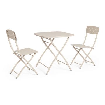 Set de dining pentru grădină bej din oțel pentru 2 persoane Yvonne – Bizzotto