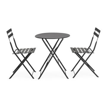 Set de dining pentru grădină gri antracit din oțel pentru 2 persoane Austin – Bizzotto