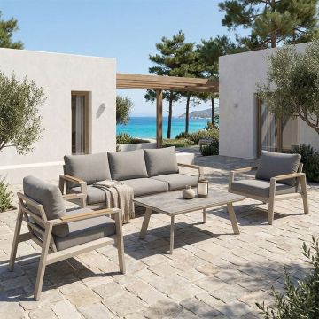 Set de gradina 4 buc. Aeria, Gri deschis, 201x89x74 cm