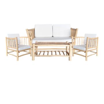 Set de living Mayorka  set de 4 perne din lemn de tec Natural alb