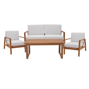 Set masa, fotolii si canapea 4 buc de gradina Doumain Boho, Natural, 150x90x72 cm